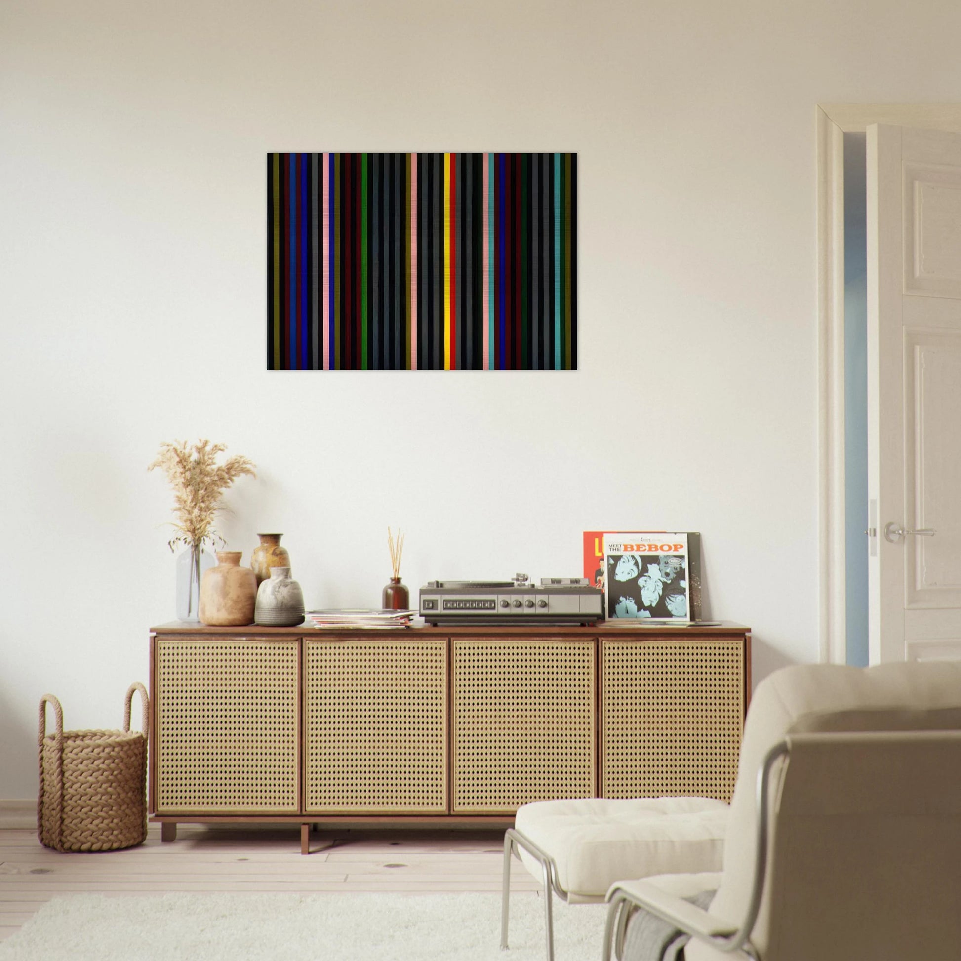 Black Grey Beat - 1964 - Gene Davis Brushed Aluminum Print - 70x100 cm / 28x40 inches | Gene Davis Aluminum Print | Gene Davis Prints