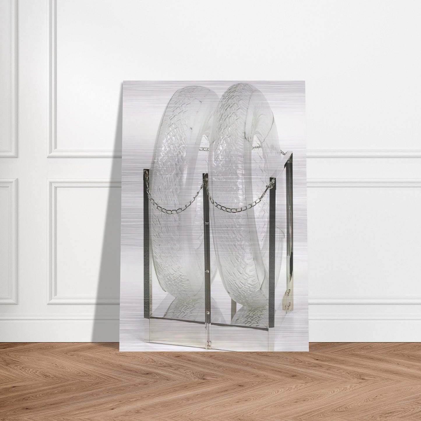 UNTITLED GLASS TIRES 1997 - Robert Rauschenberg Brushed Aluminum Print - 70x100 cm / 28x40 inches | Robert Rauschenberg Aluminum Print | Robert Rauschenberg Prints