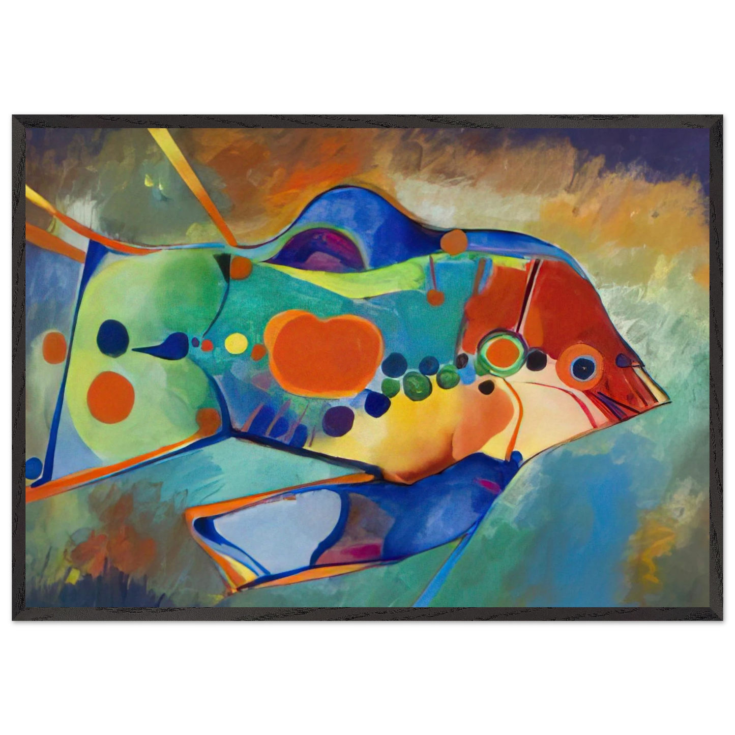 Fish - Naive Art Primitivism - Aldemir Martins 70x100 cm / 28x40 inches Framed Art Print – Black Wooden Frame