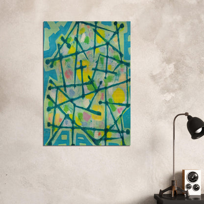 Blue-Green Lines on Aqua Background - 1953 - Alfred Manessier Brushed Aluminum Print - 70x100 cm / 28x40 inches | Alfred Manessier Aluminum Print | Alfred Manessier Prints