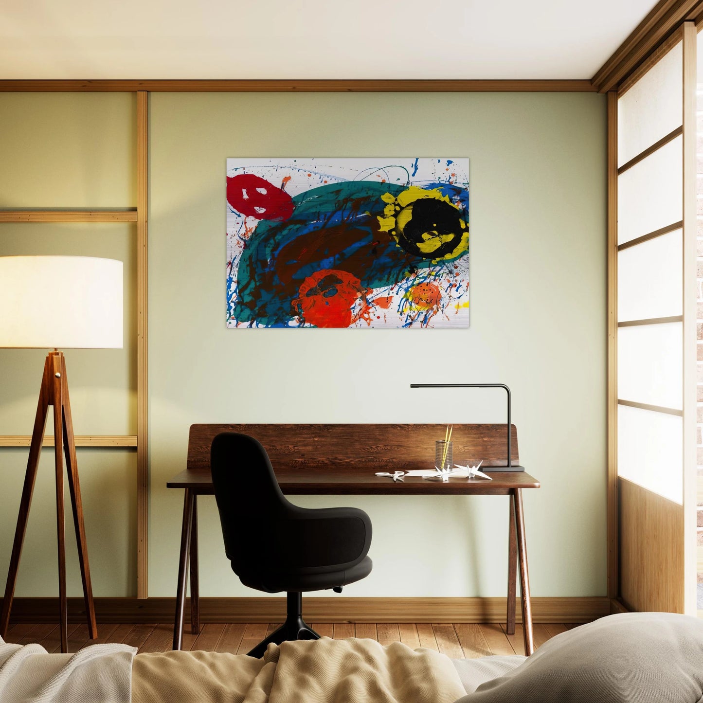 For Thirteen  SFS-335  - Sam Francis Brushed Aluminum Print - 70x100 cm / 28x40 inches | Sam Francis Aluminum Print | Sam Francis Prints