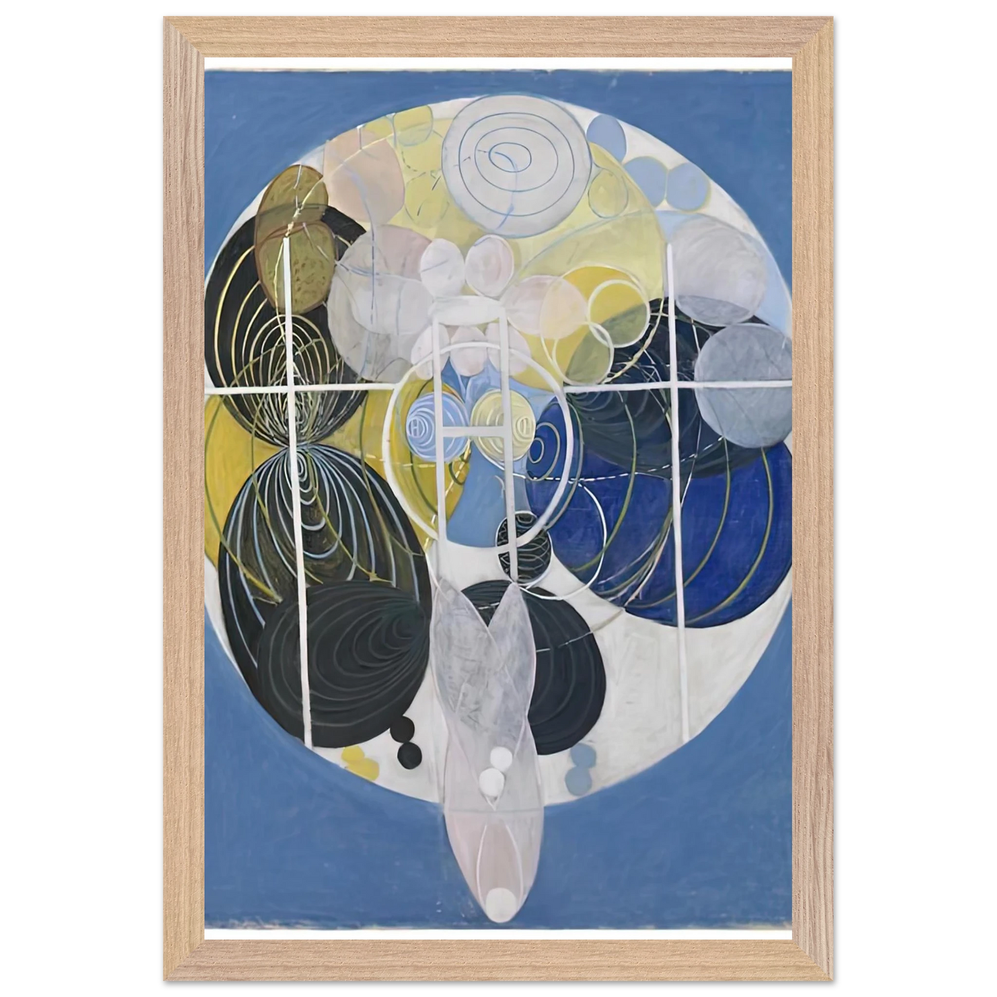 Hilma af Klint - THE LARGE FIGURE PAINTINGS NR 5 1907 Wall art - 27x35 cm / 11x14 inches - Premium Wooden Framed Poster With Fine Art Paper-canvas - White frame