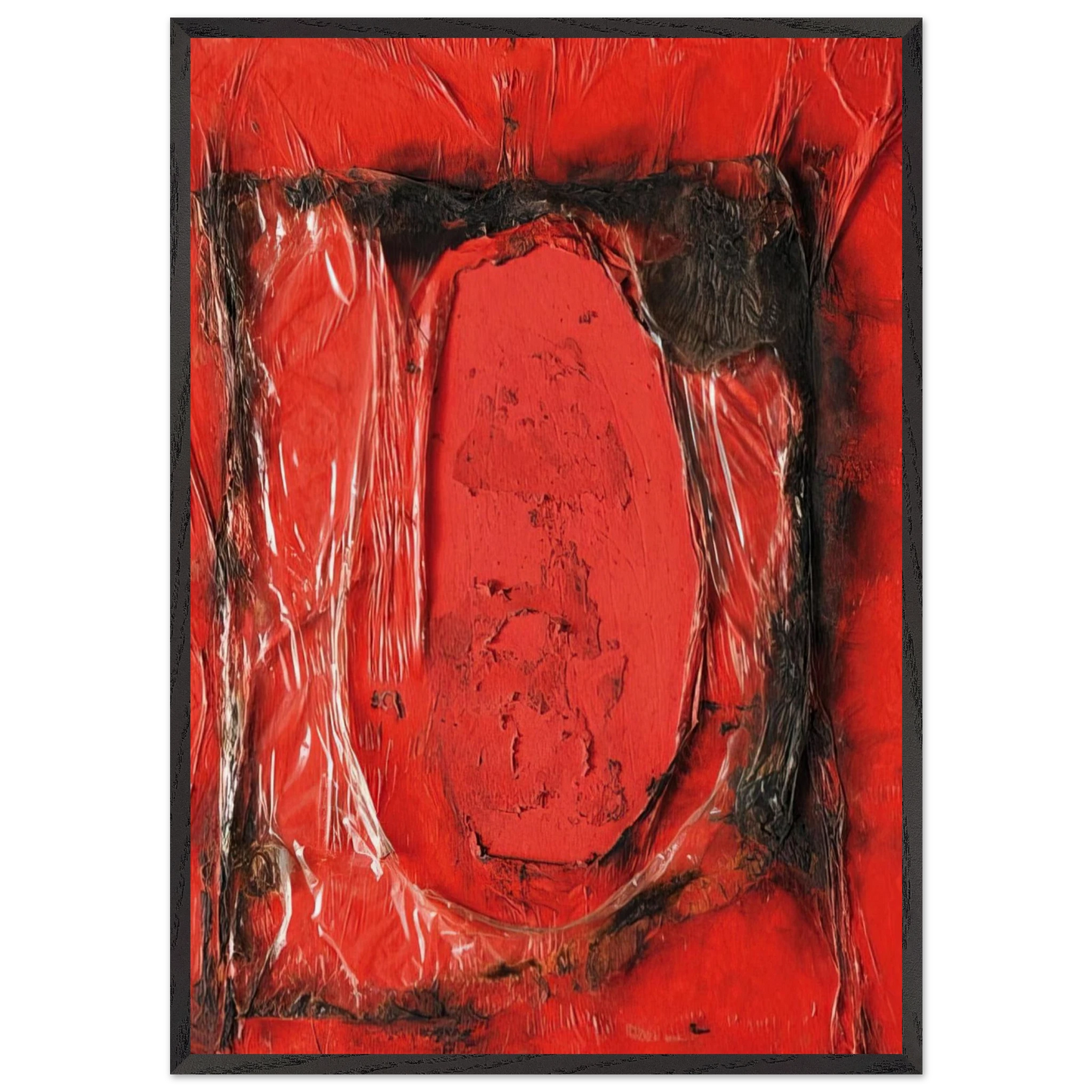 Red Plastic - 1961 - Alberto Burri 70x100 cm / 28x40 inches Framed Art Print – Black Wooden Frame