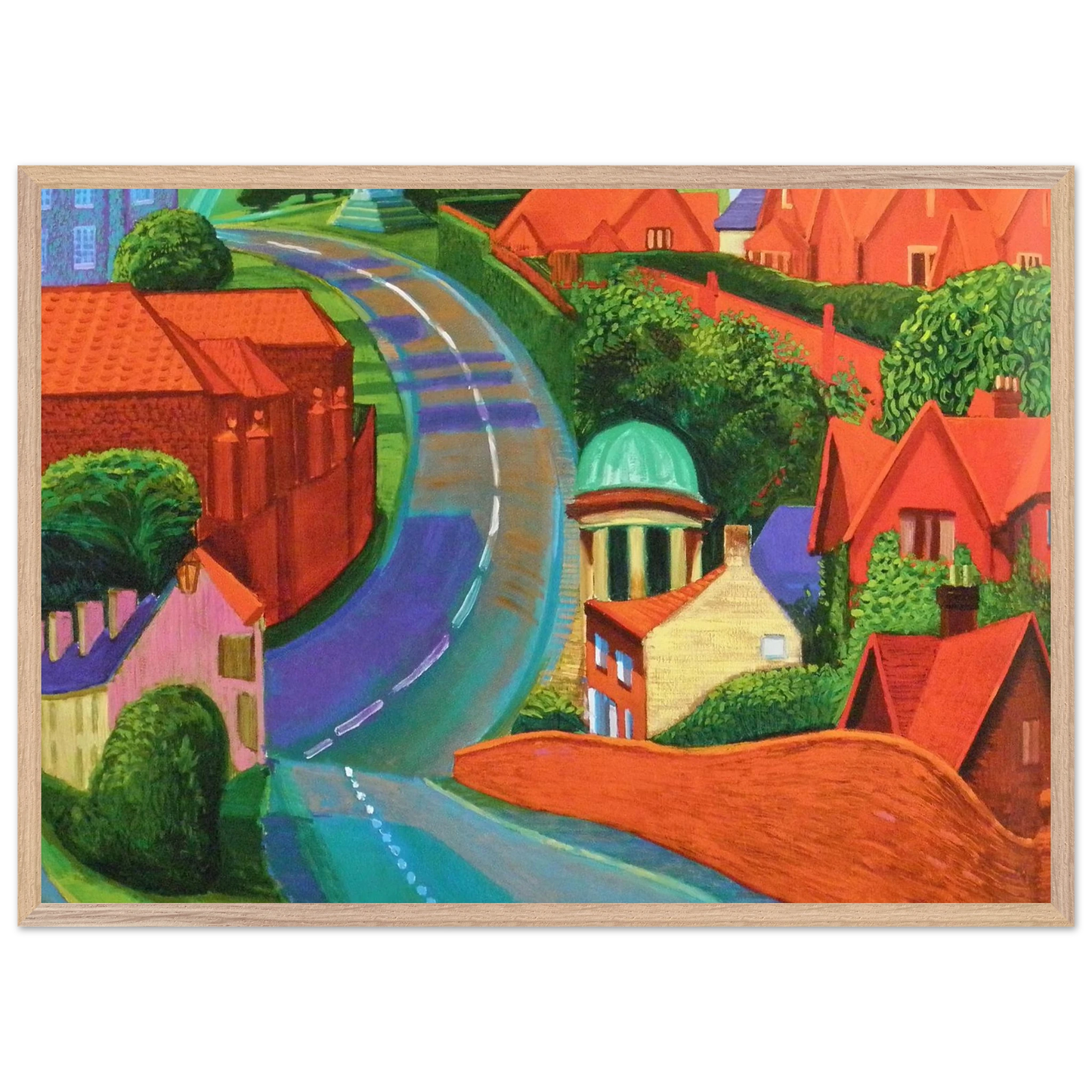 David Hockney - The Road to York Through Sledmere - A3 (29.7 x 42  cm) - Premium Wooden Framed Poster With Fine Art Paper-canvas - Wood frame