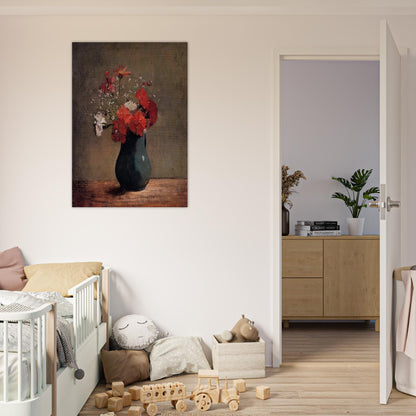 CARNATIONS AND BABY S BREATH IN A GREEN PITCHER - Odilon Redon Brushed Aluminum Print - 70x100 cm / 28x40 inches | Odilon Redon Aluminum Print | Odilon Redon Prints