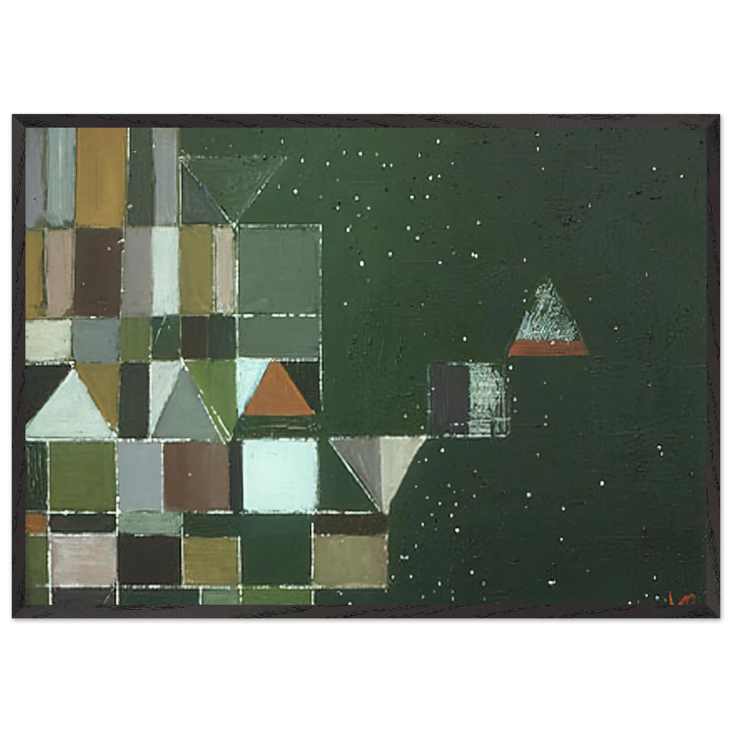 Square Motif Green  Lilac - 1948 - Victor Pasmore 70x100 cm / 28x40 inches Framed Art Print – Black Wooden Frame