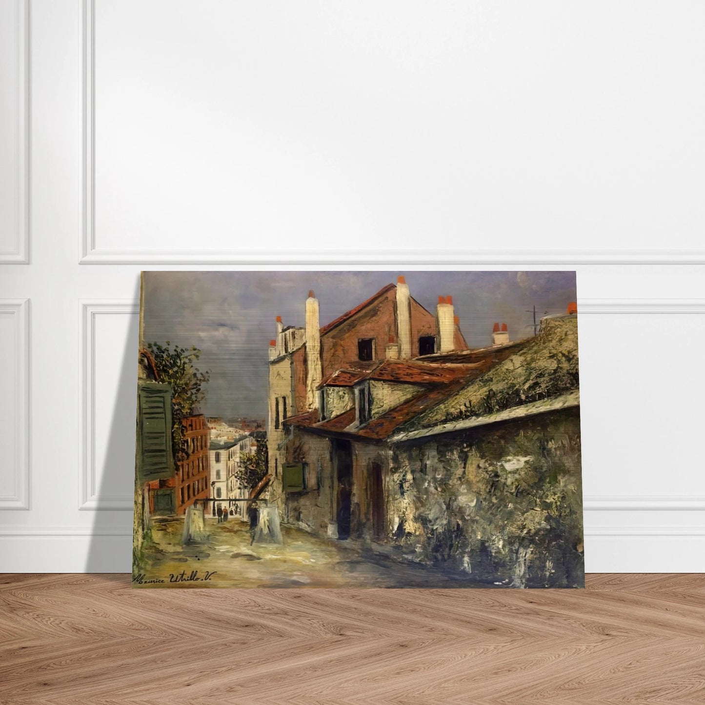 THE HOUSE OF MIMI PINSON IN MONTMARTRE - Maurice Utrillo Brushed Aluminum Print - 70x100 cm / 28x40 inches | Maurice Utrillo Aluminum Print | Maurice Utrillo Prints