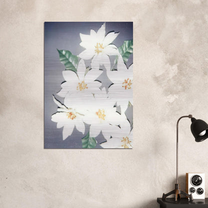 Christmas Poinsettias-White - Andy Warhol Brushed Aluminum Print - 70x100 cm / 28x40 inches | Andy Warhol Aluminum Print | Andy Warhol Prints