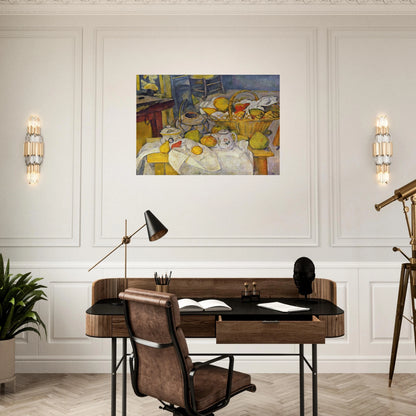 Still life with basket Kitchen table - Paul Cézanne Brushed Aluminum Print - 70x100 cm / 28x40 inches | Paul Cézanne Aluminum Print | Paul Cézanne Prints