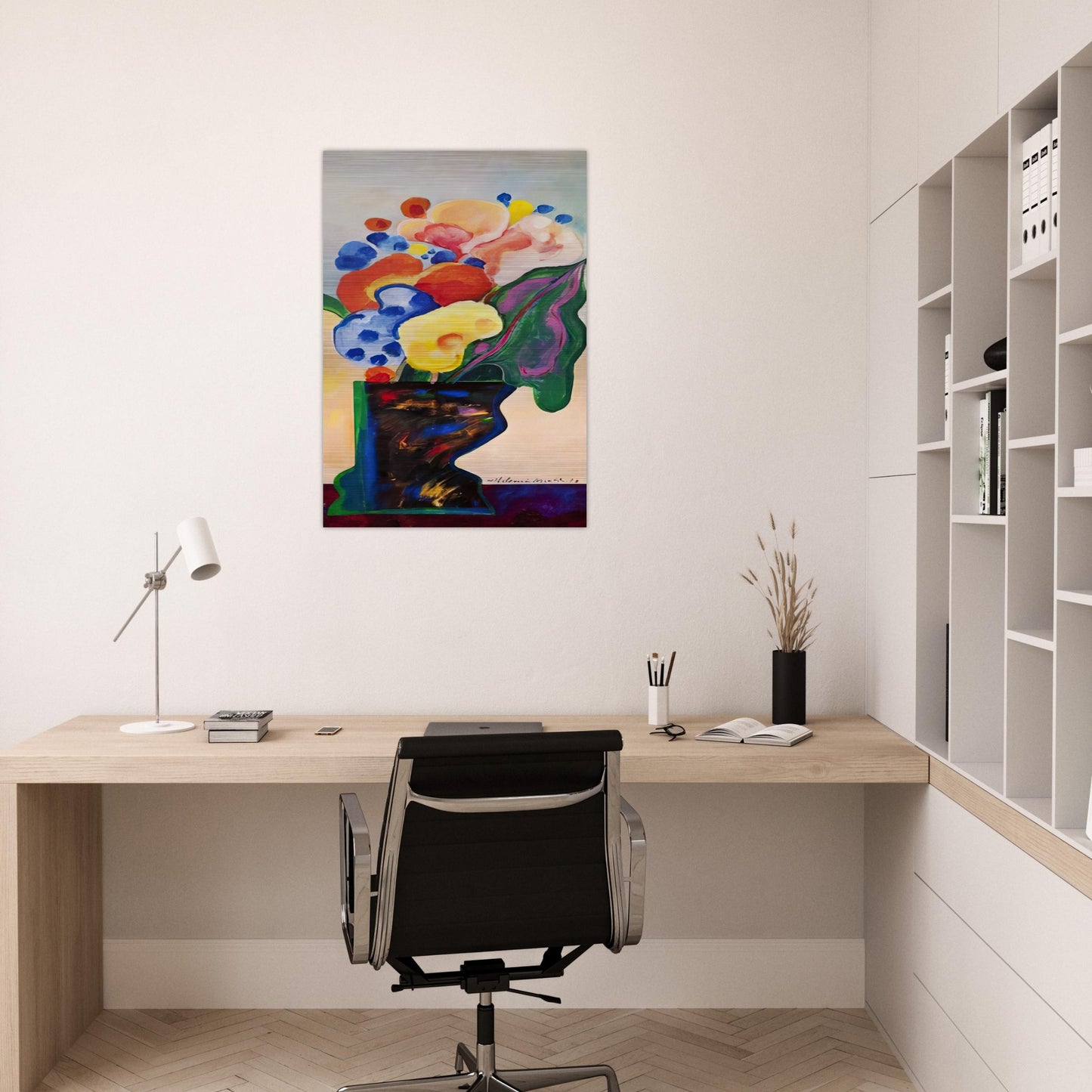 Vase With Flowers - 1990 - Aldemir Martins Brushed Aluminum Print - 70x100 cm / 28x40 inches | Aldemir Martins Aluminum Print | Aldemir Martins Prints