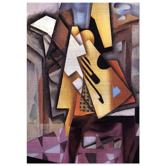 GUITAR ON A CHAIR 1913 - Juan Gris Brushed Aluminum Print - 70x100 cm / 28x40 inches | Juan Gris Aluminum Print | Juan Gris Prints