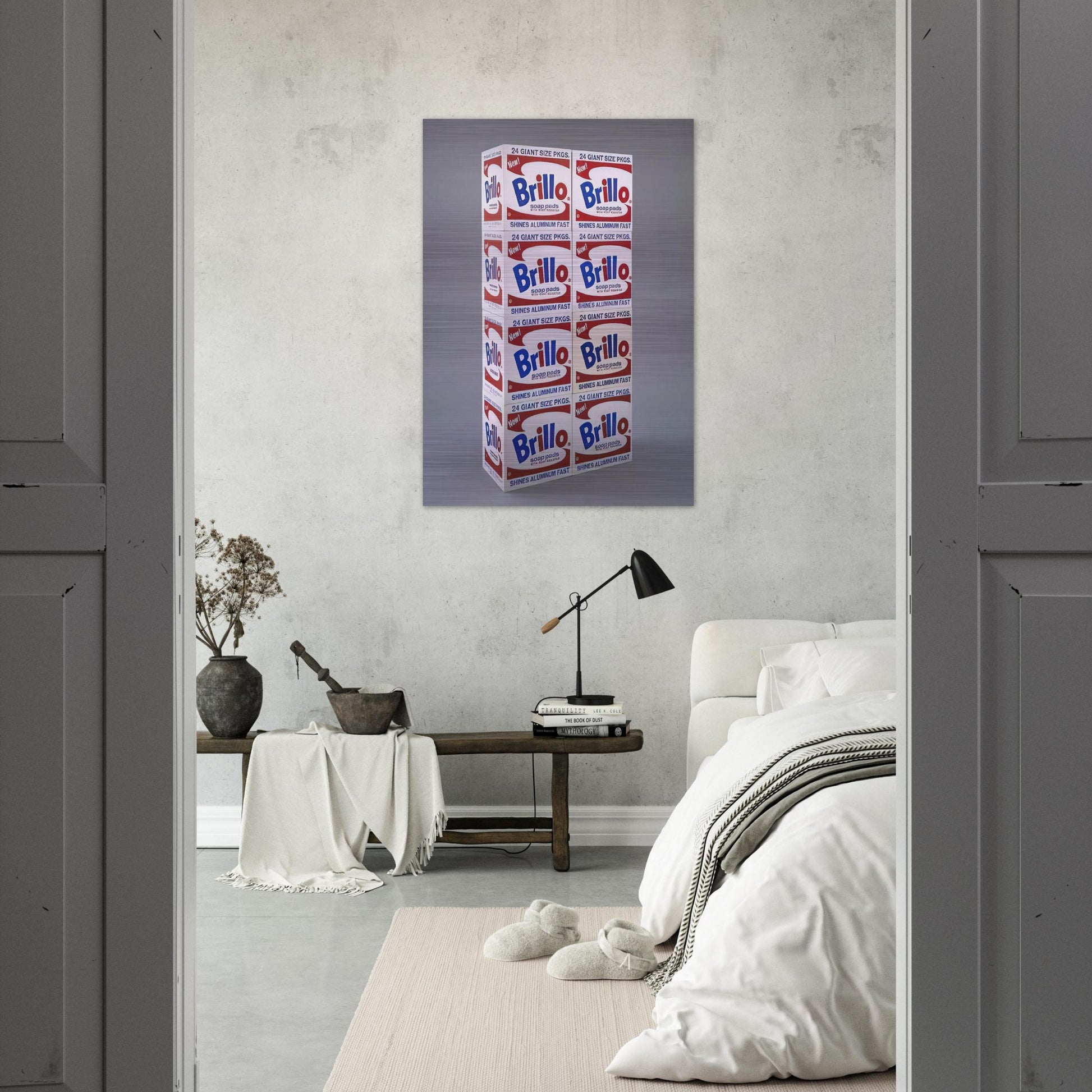 Brillo Soap Pads Boxes - Andy Warhol Brushed Aluminum Print - 70x100 cm / 28x40 inches | Andy Warhol Aluminum Print | Andy Warhol Prints
