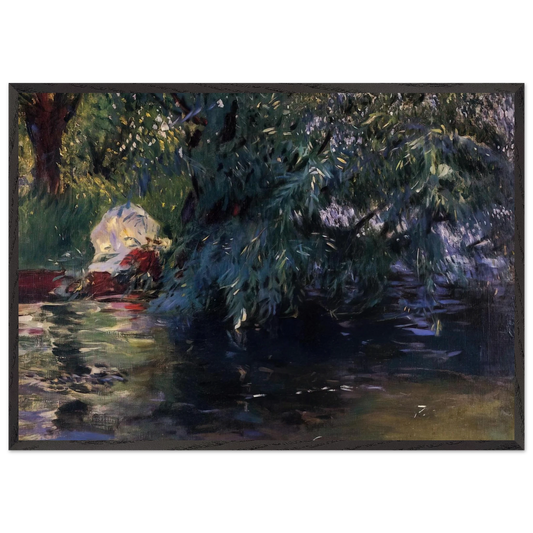A Backwater Calcot Mill near Reading - John Singer Sargent 70x100 cm / 28x40 inches Framed Art Print – Black Wooden Frame