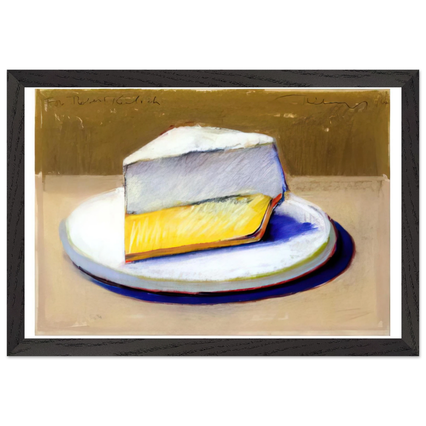 Wayne Thiebaud - Lemon Meringue Pie - 1964 Wall Art - 21x29.7 cm / 8x12" - Premium Wooden Framed Poster With Fine Art Paper-canvas - White frame
