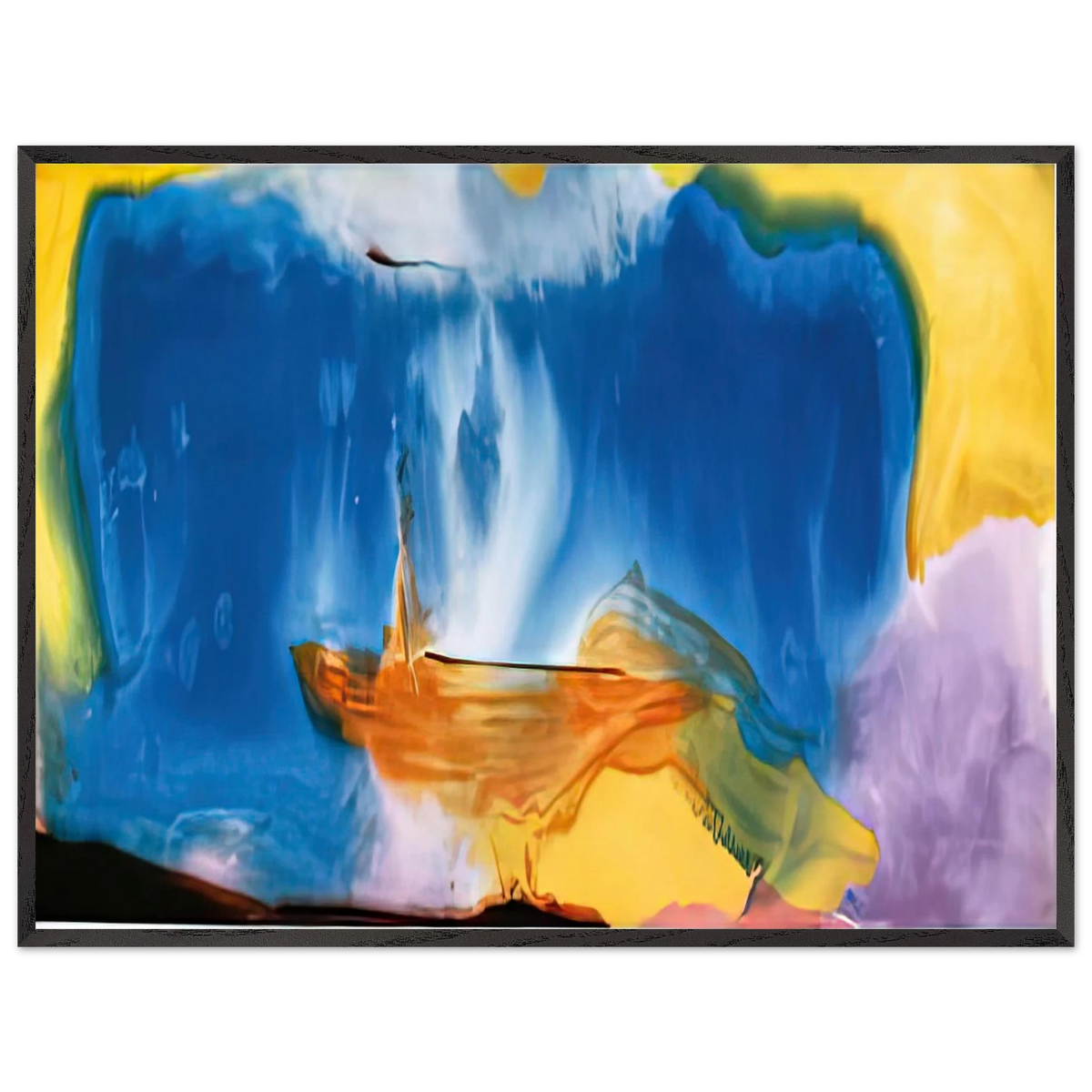 Helen Frankenthaler - Moveable Blue, 1973- Wall Art - 30x40 cm / 12x16 inches - Premium Wooden Framed Poster With Fine Art Paper-canvas - White frame
