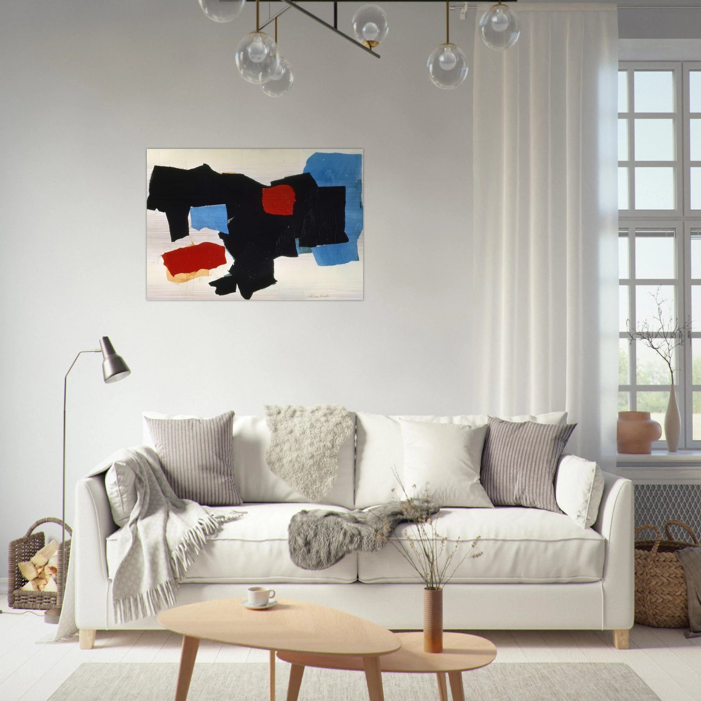 BLUE RED BLACK AND WHITE 1961 - Esteban Vicente Brushed Aluminum Print - 70x100 cm / 28x40 inches | Esteban Vicente Aluminum Print | Esteban Vicente Prints