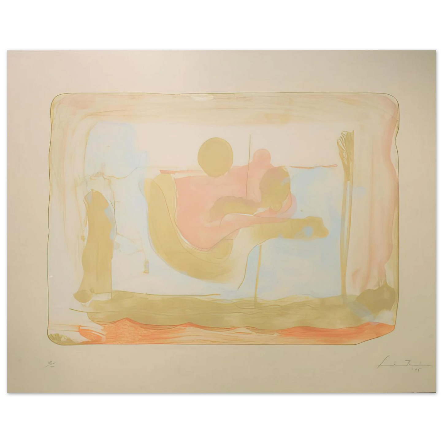 Helen Frankenthaler - Reflections I - 1995 Wall art - 30x45 cm / 12x18 inches - Premium Wooden Framed Poster With Fine Art Paper-canvas - Wood frame