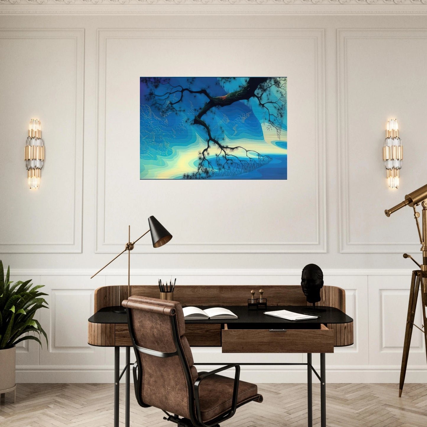 Ocean Mist - Eyvind Earle Brushed Aluminum Print - 70x100 cm / 28x40 inches | Eyvind Earle Aluminum Print | Eyvind Earle Prints