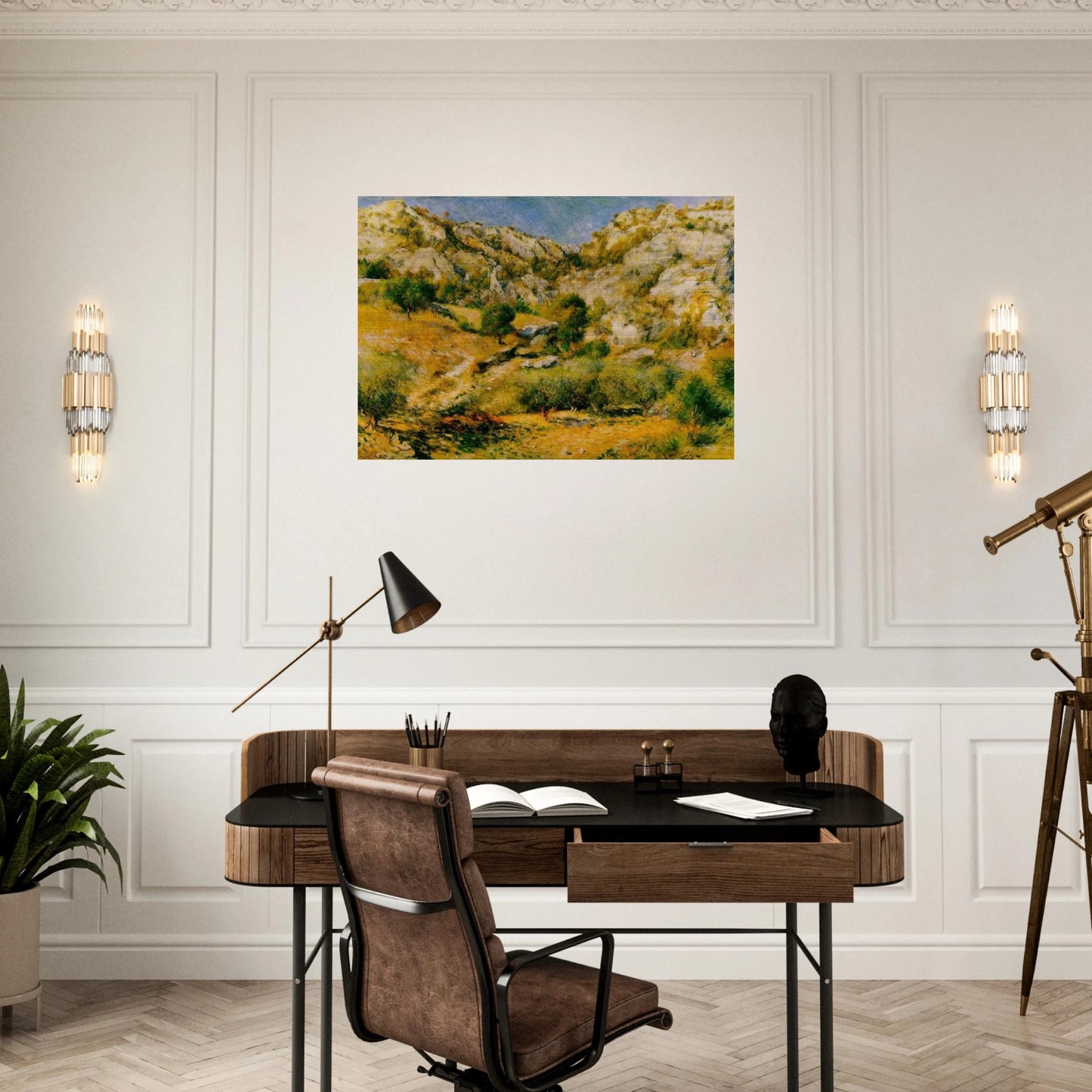 Rocky Craggs at l'Estaque - Pierre-Auguste Renoir Brushed Aluminum Print - 70x100 cm / 28x40 inches | Pierre-Auguste Renoir Aluminum Print | Pierre-Auguste Renoir Prints