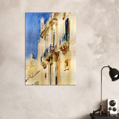 Façade of a Palazzo, Girgente, Sicily - John Singer Sargent Brushed Aluminum Print - 70x100 cm / 28x40 inches | John Singer Sargent Aluminum Print | John Singer Sargent Prints