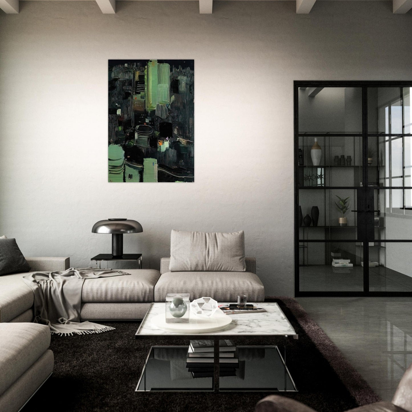 Toyko at Night - 1990 - Wu Guanzhong Brushed Aluminum Print - 70x100 cm / 28x40 inches | Wu Guanzhong Aluminum Print | Wu Guanzhong Prints