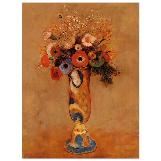 Odilon Redon - WILDFLOWERS IN A LONG NECKED VASE  75x100 cm / 30x40inches Fine Art Poster