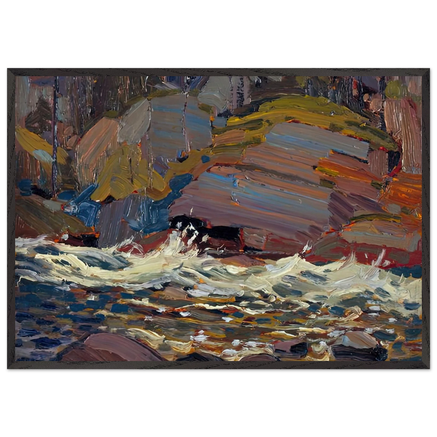 SWIFT WATER 1916 - Tom Thomson 70x100 cm / 28x40 inches Framed Art Print – Black Wooden Frame