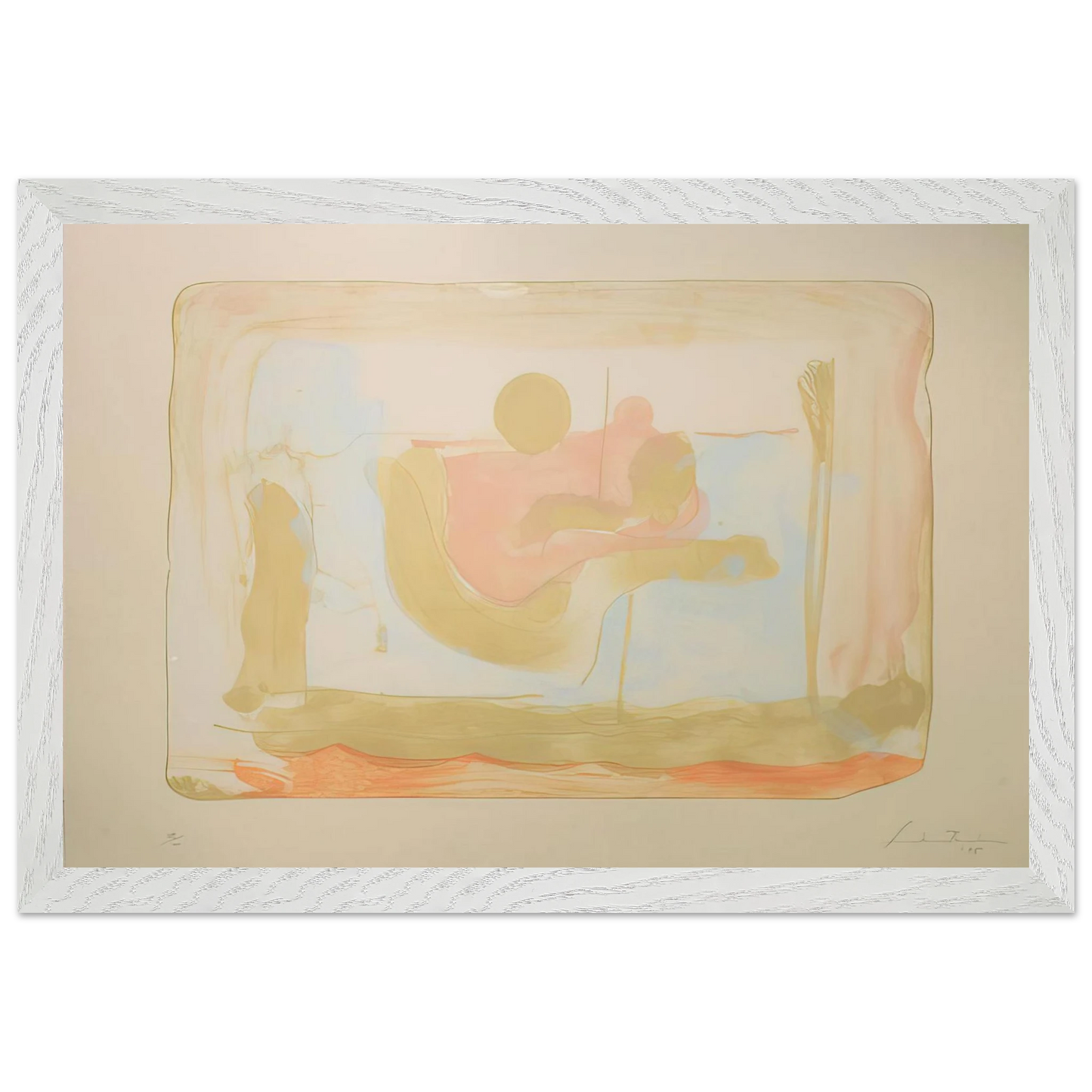 Helen Frankenthaler - Reflections I - 1995 Wall art - 15x20 cm / 6x8 inches - Premium Wooden Framed Poster With Fine Art Paper-canvas - White frame