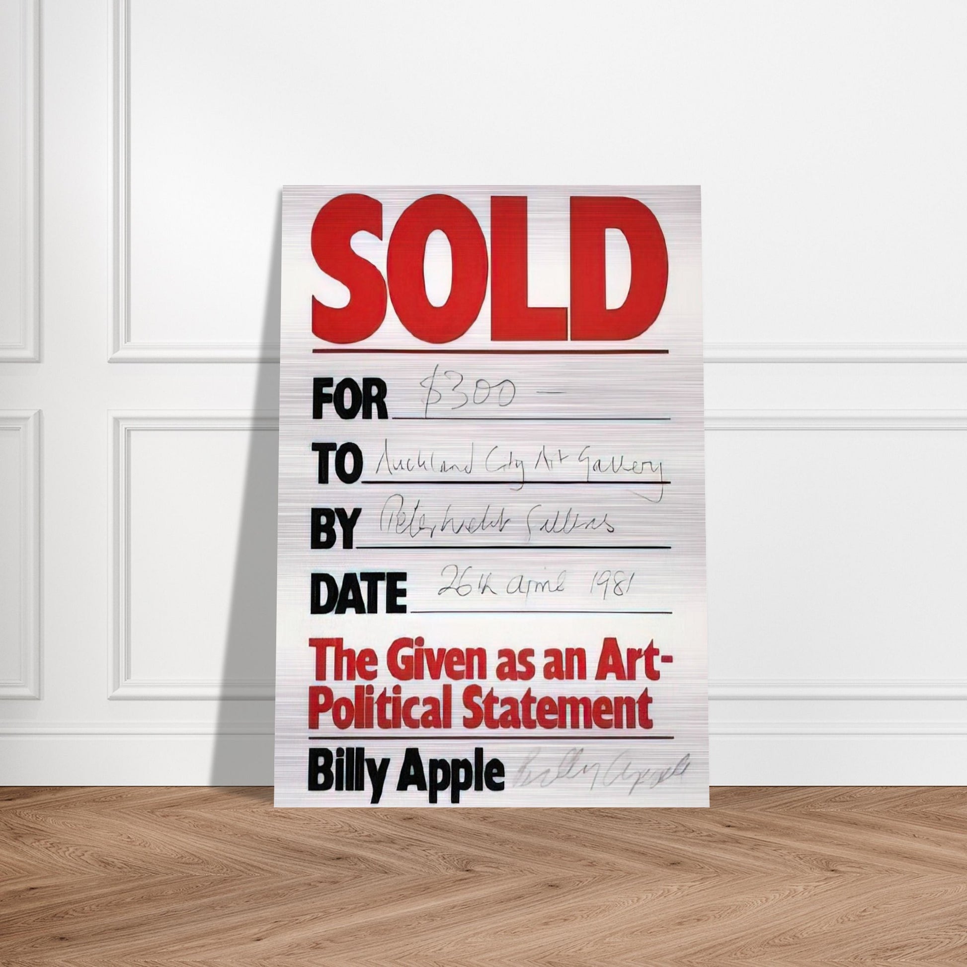 Sold - 1981 - Billy Apple Brushed Aluminum Print - 70x100 cm / 28x40 inches | Billy Apple Aluminum Print | Billy Apple Prints