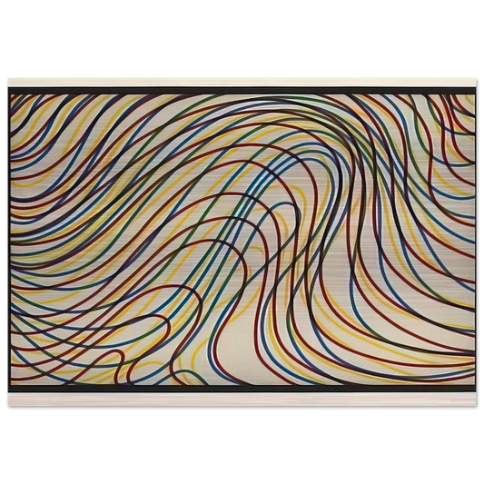 Wavy Lines with Black Border - Sol LeWitt Brushed Aluminum Print - 70x100 cm / 28x40 inches | Sol LeWitt Aluminum Print | Sol LeWitt Prints