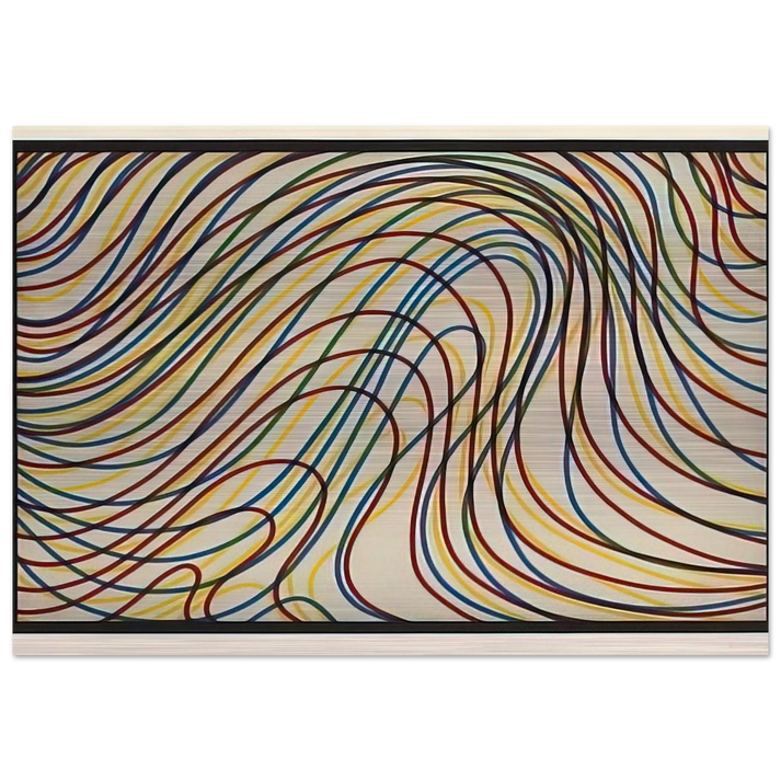 Wavy Lines with Black Border - Sol LeWitt Brushed Aluminum Print - 70x100 cm / 28x40 inches | Sol LeWitt Aluminum Print | Sol LeWitt Prints