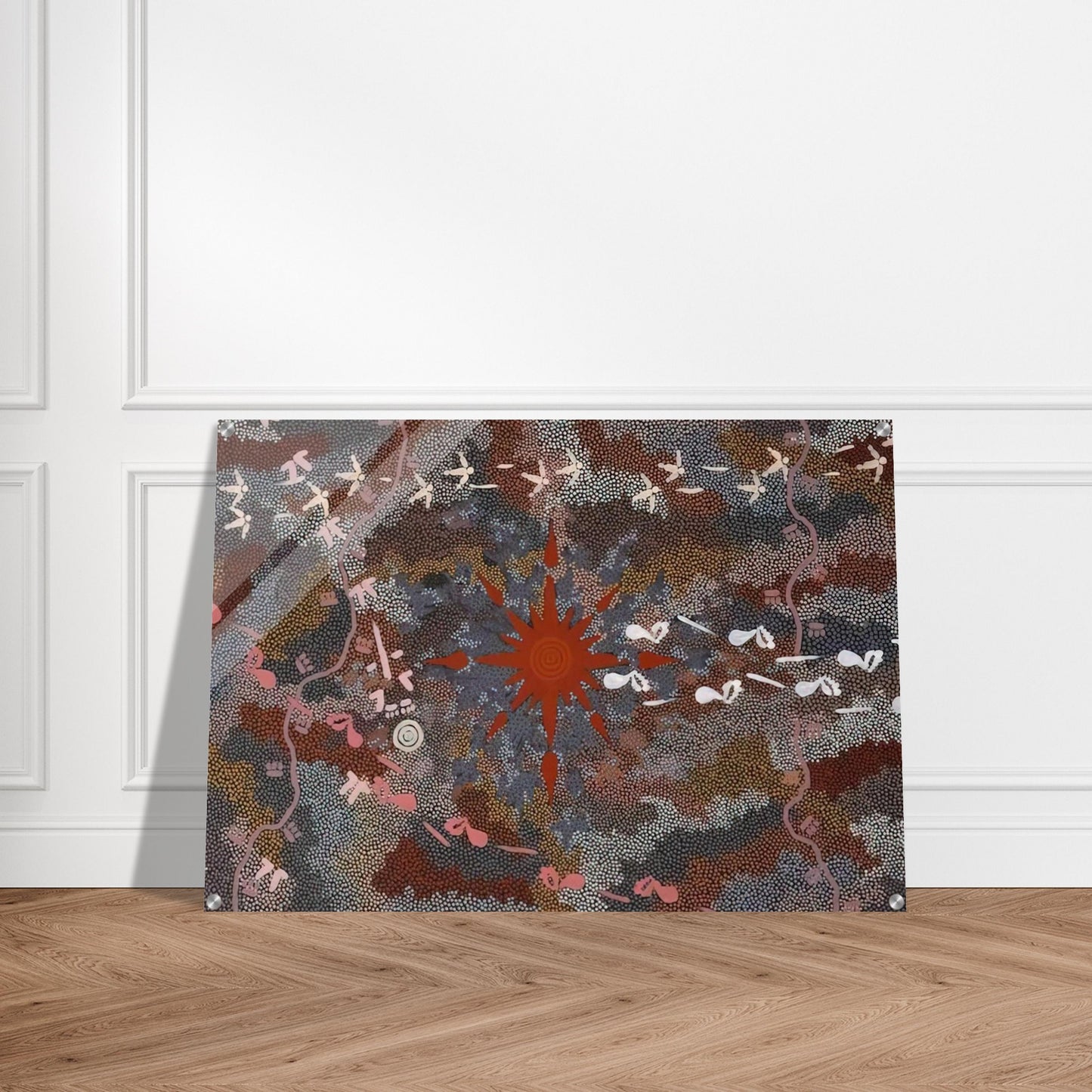 Fire Dreaming - 1996 - Clifford Possum Tjapaltjarri Acrylic Print - 70x100 cm / 28x40″ inches | Clifford Possum Tjapaltjarri Wall Art | Clifford Possum Tjapaltjarri Prints