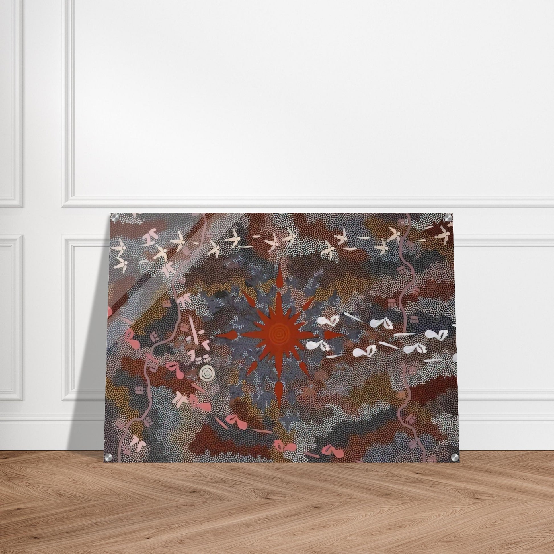 Fire Dreaming - 1996 - Clifford Possum Tjapaltjarri Acrylic Print - 70x100 cm / 28x40″ inches | Clifford Possum Tjapaltjarri Wall Art | Clifford Possum Tjapaltjarri Prints