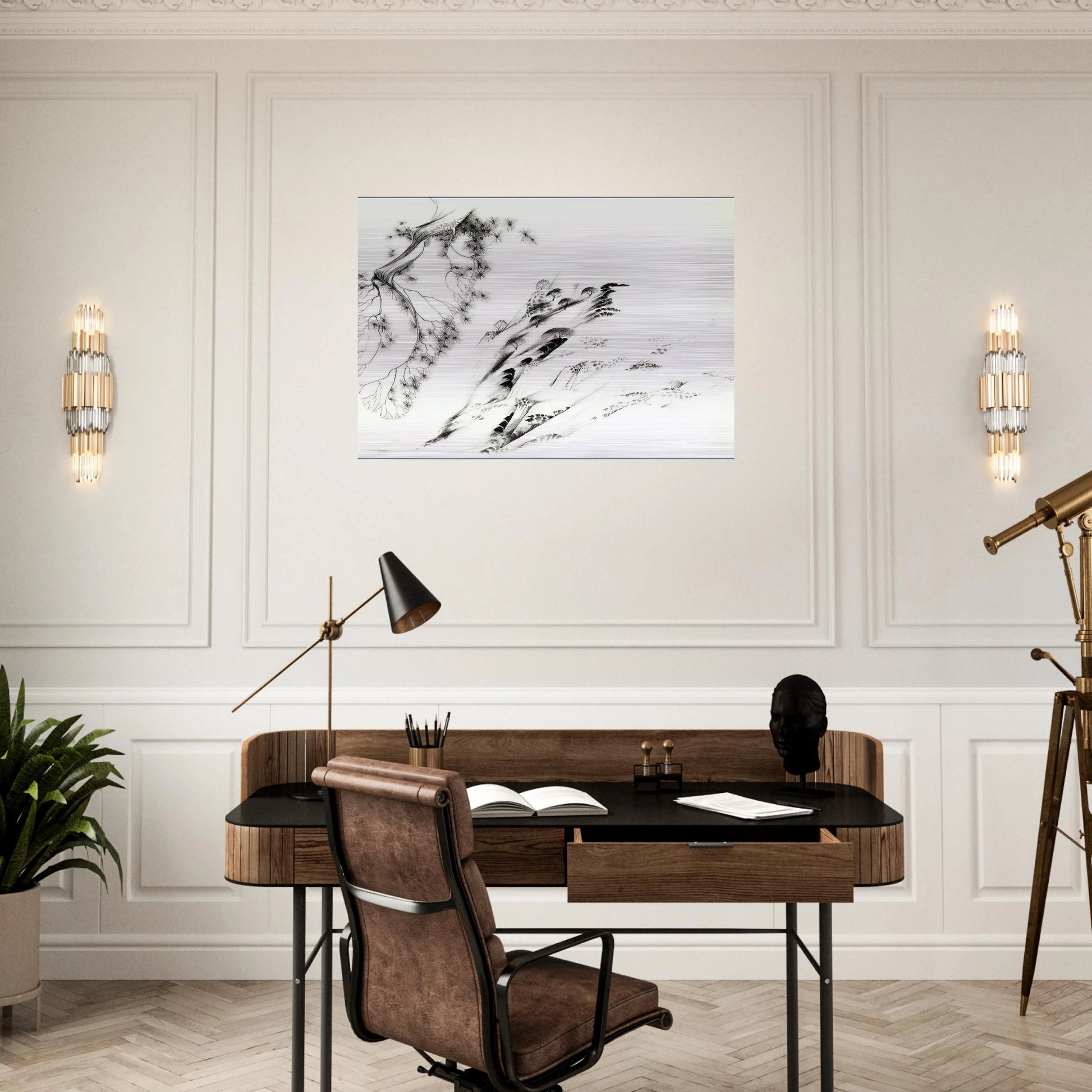 Hillside - Eyvind Earle Brushed Aluminum Print - 70x100 cm / 28x40 inches | Eyvind Earle Aluminum Print | Eyvind Earle Prints