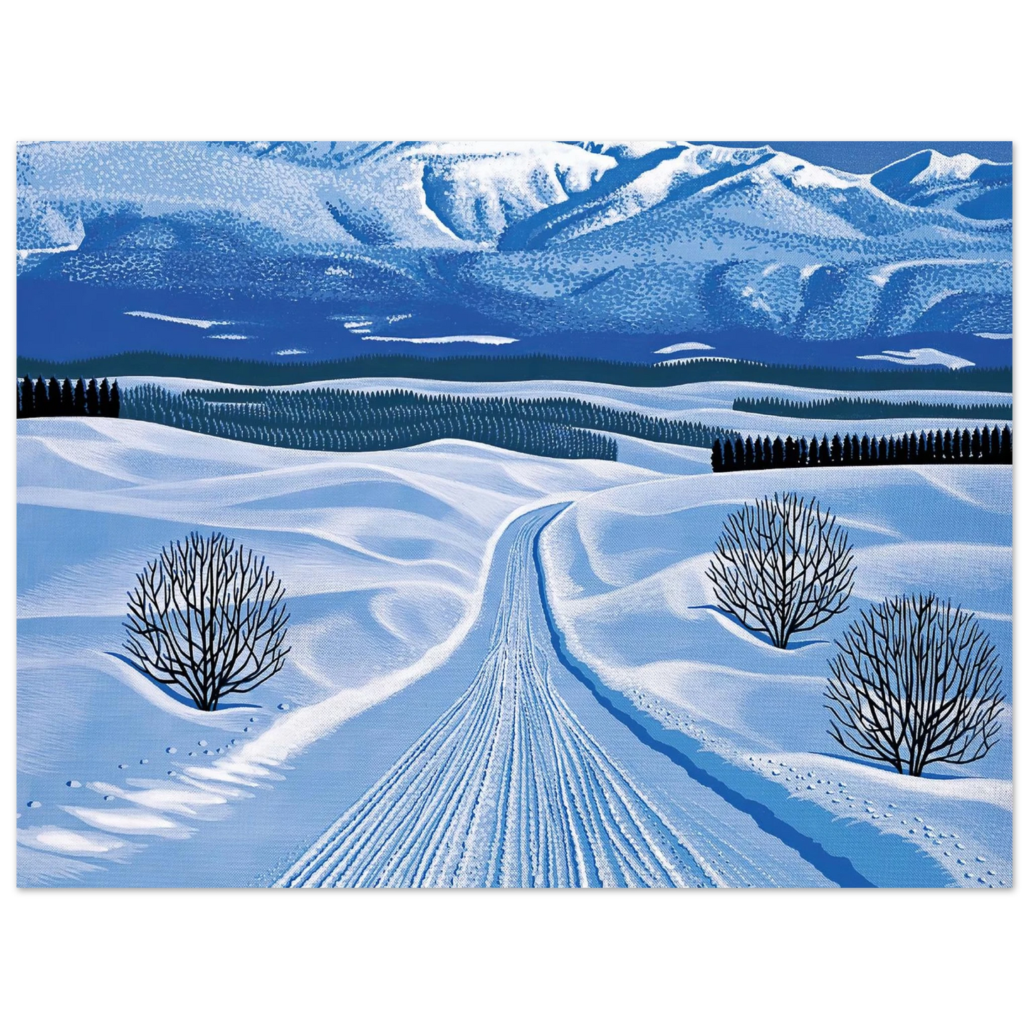 Hiroshi Nagai - Winter Roads Wall Art - 21x29.7 cm / 8x12" - Fine Art Poster - -