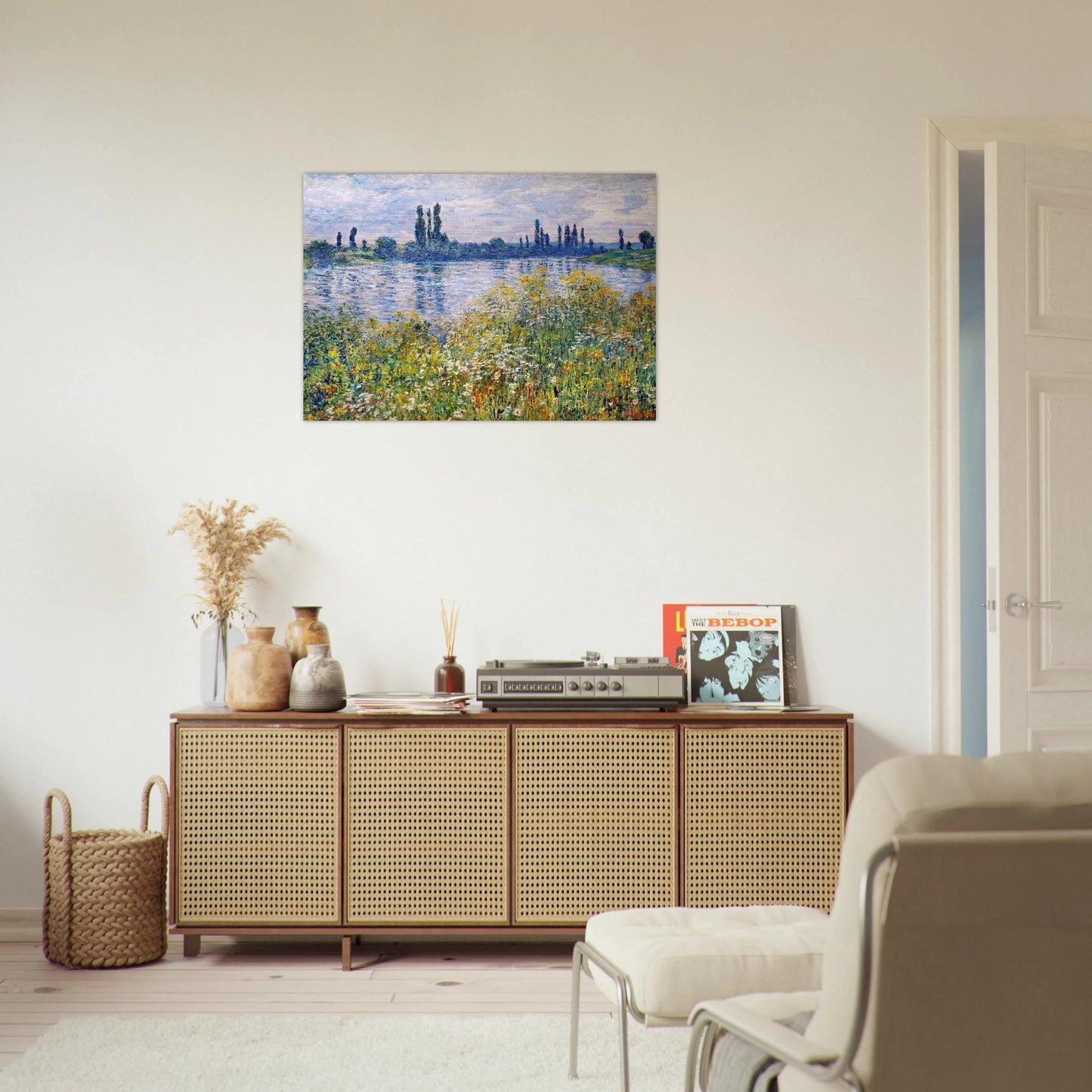 Flowers on the Banks of Seine near Vetheuil - claude monet Brushed Aluminum Print - 70x100 cm / 28x40 inches | claude monet Aluminum Print | claude monet Prints
