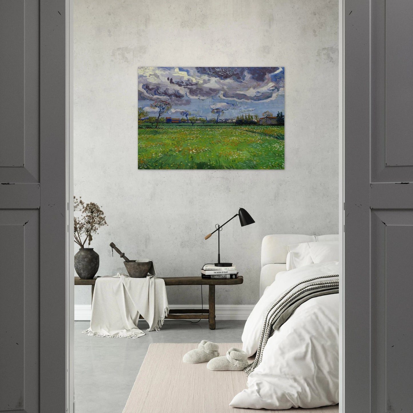Landscape under a Stormy Sky - Vincent van Gogh Brushed Aluminum Print - 70x100 cm / 28x40 inches | Vincent van Gogh Aluminum Print | Vincent van Gogh Prints