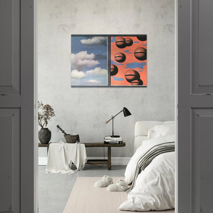 PINK BELLES TATTERED SKIES 1930 - Rene Magritte Brushed Aluminum Print - 70x100 cm / 28x40 inches | Rene Magritte Aluminum Print | Rene Magritte Prints
