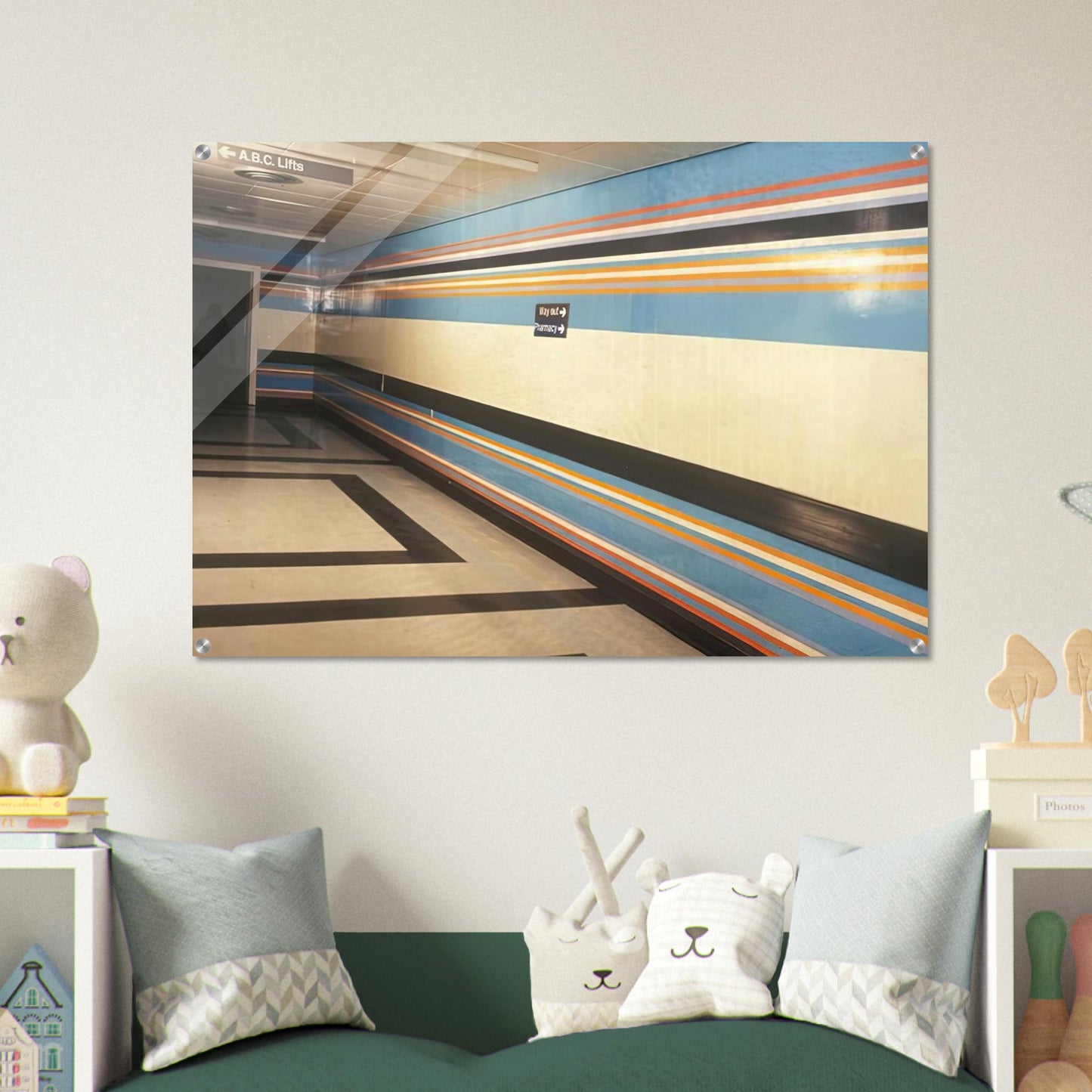 ROYAL LIVERPOOL HOSPITAL INSTALLATION 1983 - Bridget Riley Acrylic Print - 70x100 cm / 28x40″ inches | Bridget Riley Wall Art | Bridget Riley Prints