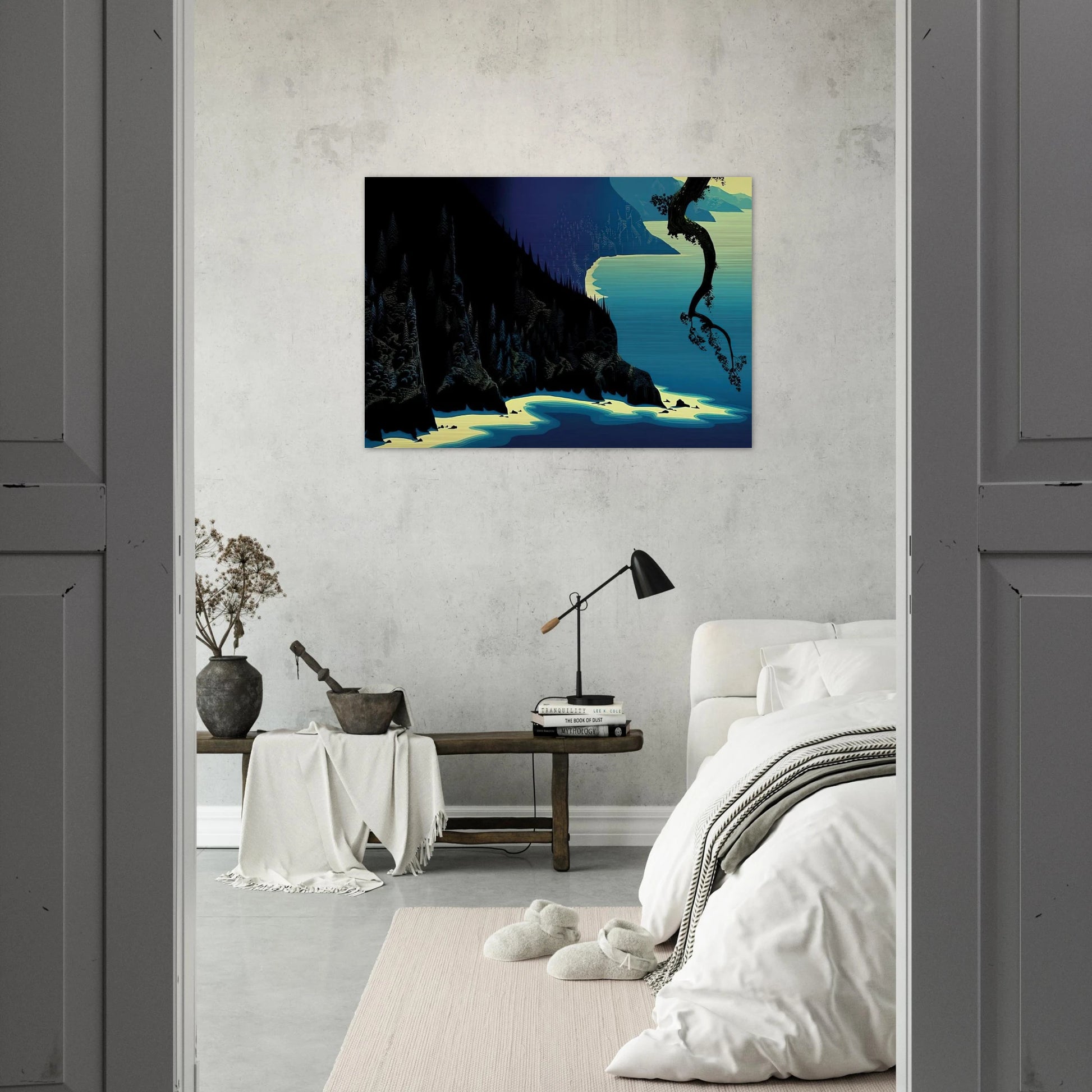 Big Sur - Eyvind Earle Brushed Aluminum Print - 70x100 cm / 28x40 inches | Eyvind Earle Aluminum Print | Eyvind Earle Prints
