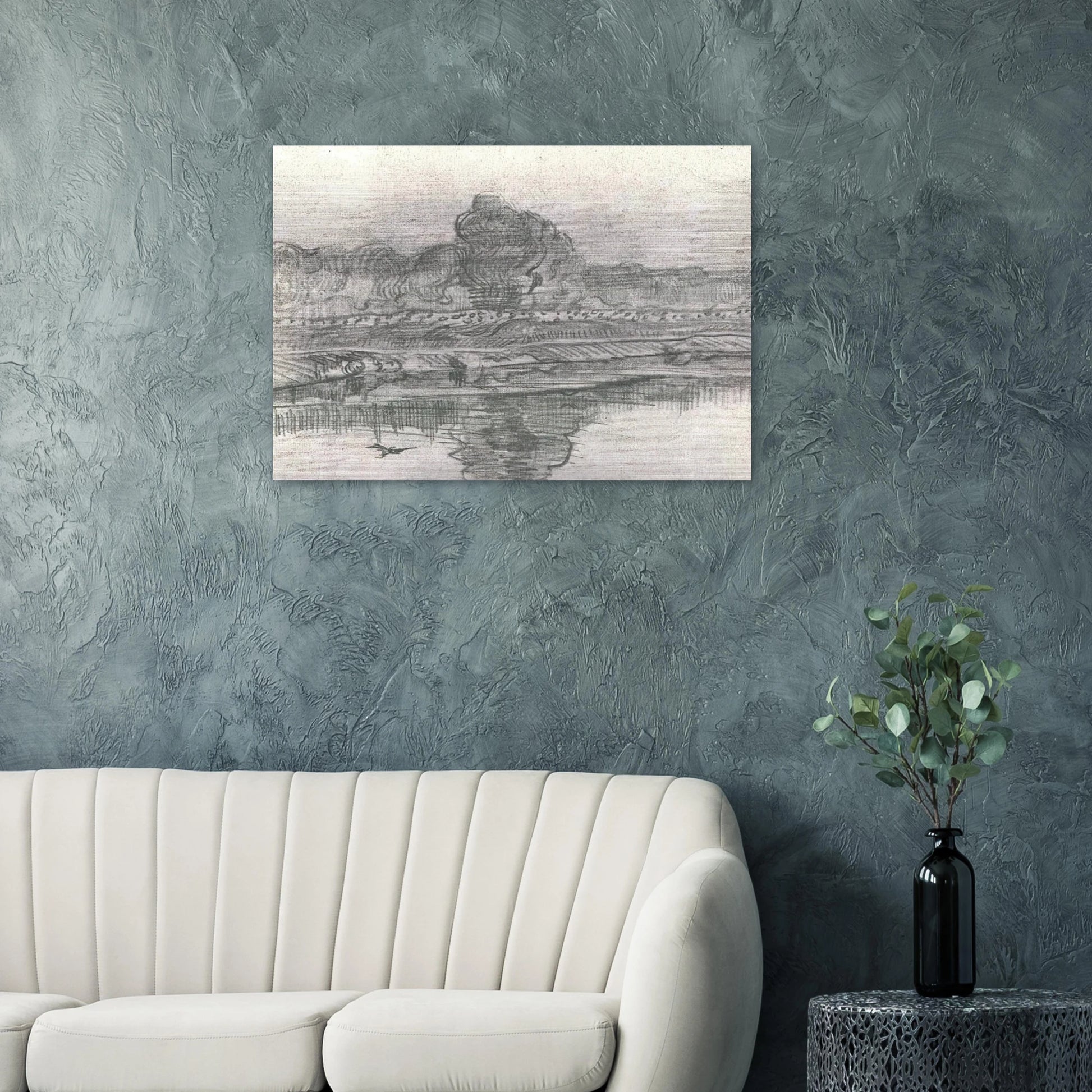 Landscape with the Oise - Vincent van Gogh Brushed Aluminum Print - 70x100 cm / 28x40 inches | Vincent van Gogh Aluminum Print | Vincent van Gogh Prints