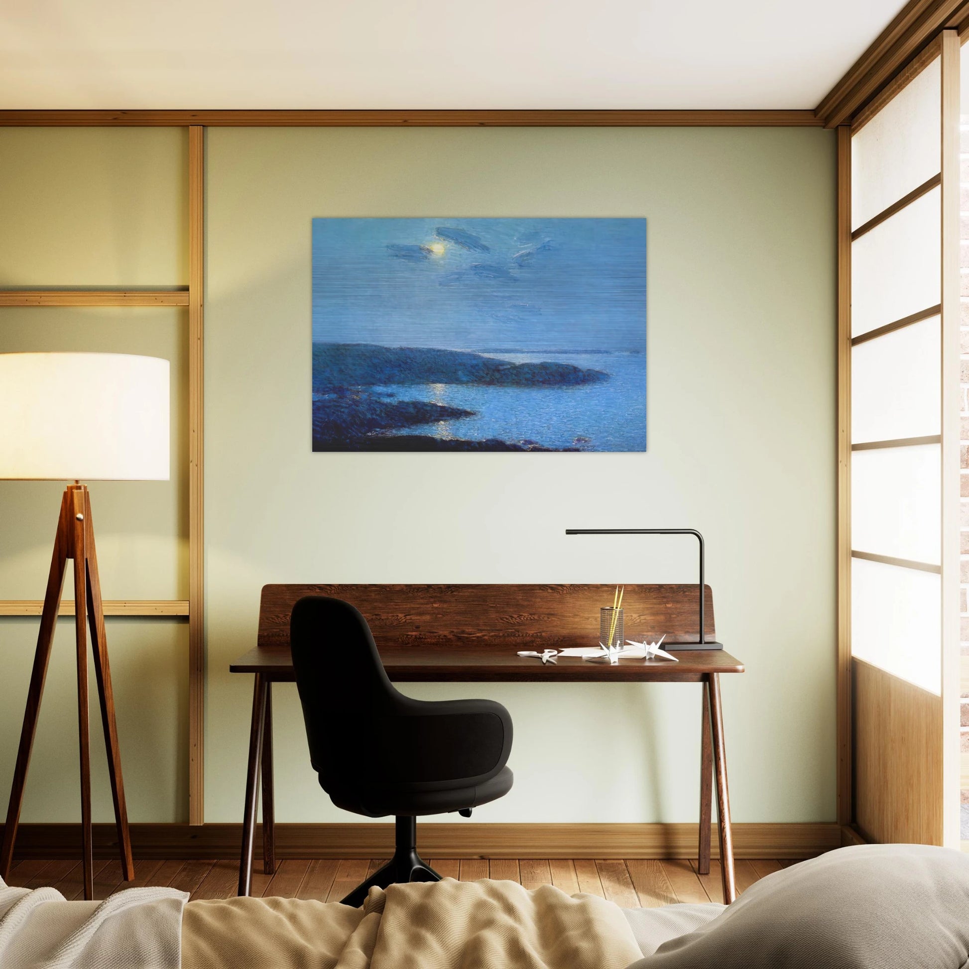Moonlight - Childe Hassam Brushed Aluminum Print - 70x100 cm / 28x40 inches | Childe Hassam Aluminum Print | Childe Hassam Prints