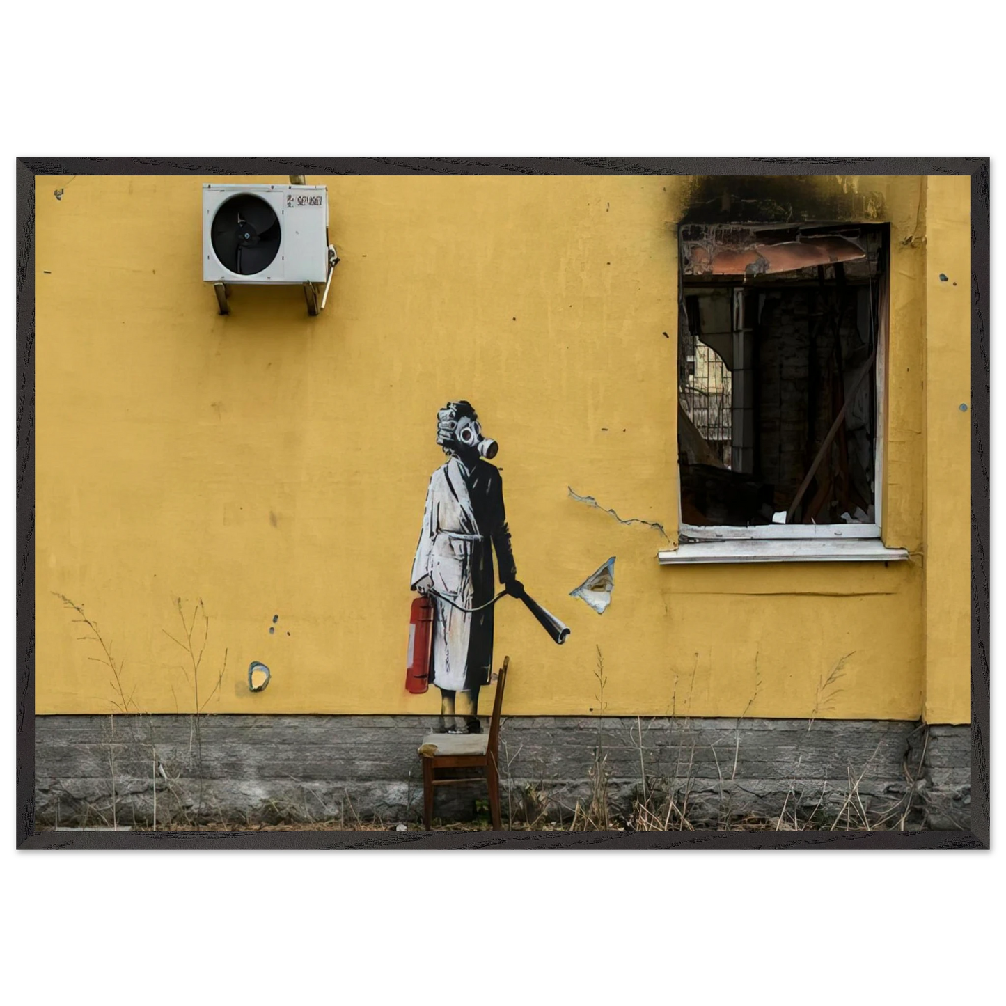 HOSTOMEL PROSKURIVSKA 2 2022 - Banksy 70x100 cm / 28x40 inches Framed Art Print – Black Wooden Frame