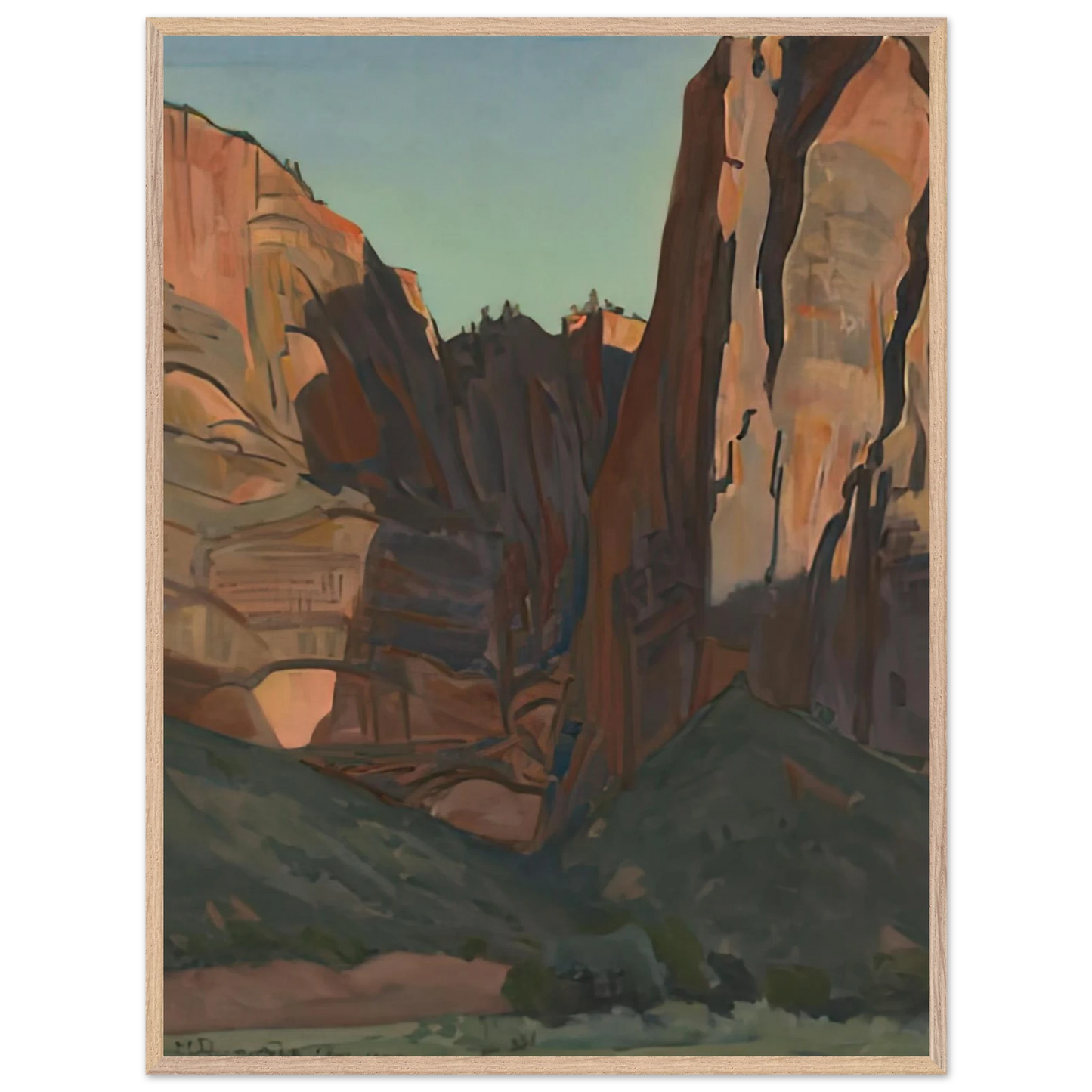 Maynard Dixon - NOTCH IN THE WALL ZION NATIONAL PARK AUGUST 1933 1933 Wall art - 28x43  cm / XL (11x17 inches) - Fine Art Poster-canvas - -