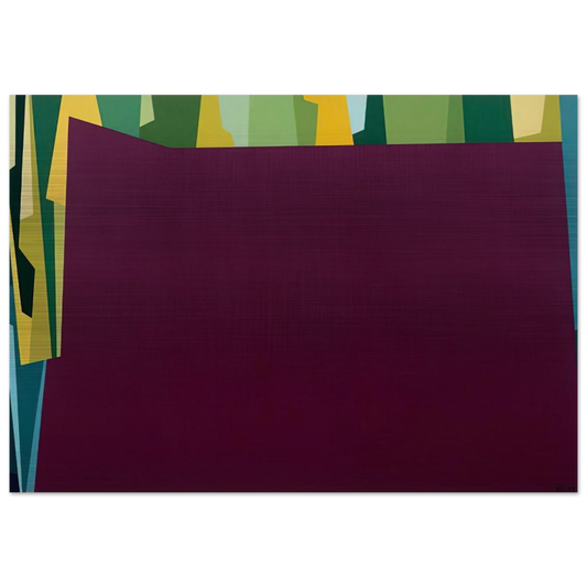 Interlocking Forms Big Magenta With Green - 1959 - Karl Benjamin Brushed Aluminum Print - 70x100 cm / 28x40 inches | Karl Benjamin Aluminum Print | Karl Benjamin Prints