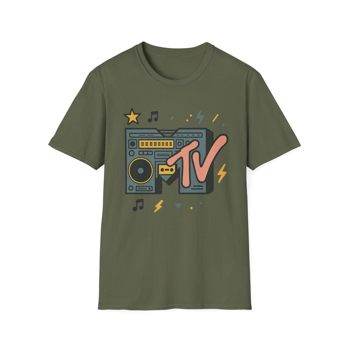 Retro MTV Vintage Luipaardprint Muziek Televisie Grafisch T-shirt 80s 90s Throwback Unisex Band Shirt Dierenprint Rockstijl T-Shirt