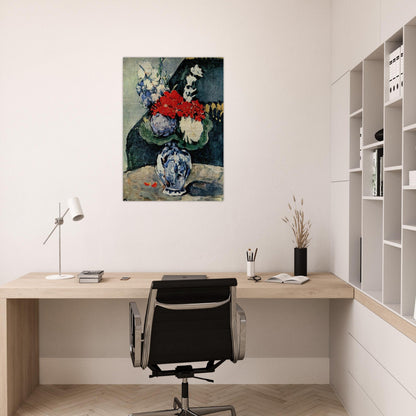 Still life, Delft vase with flowers - Paul Cézanne Brushed Aluminum Print - 70x100 cm / 28x40 inches | Paul Cézanne Aluminum Print | Paul Cézanne Prints