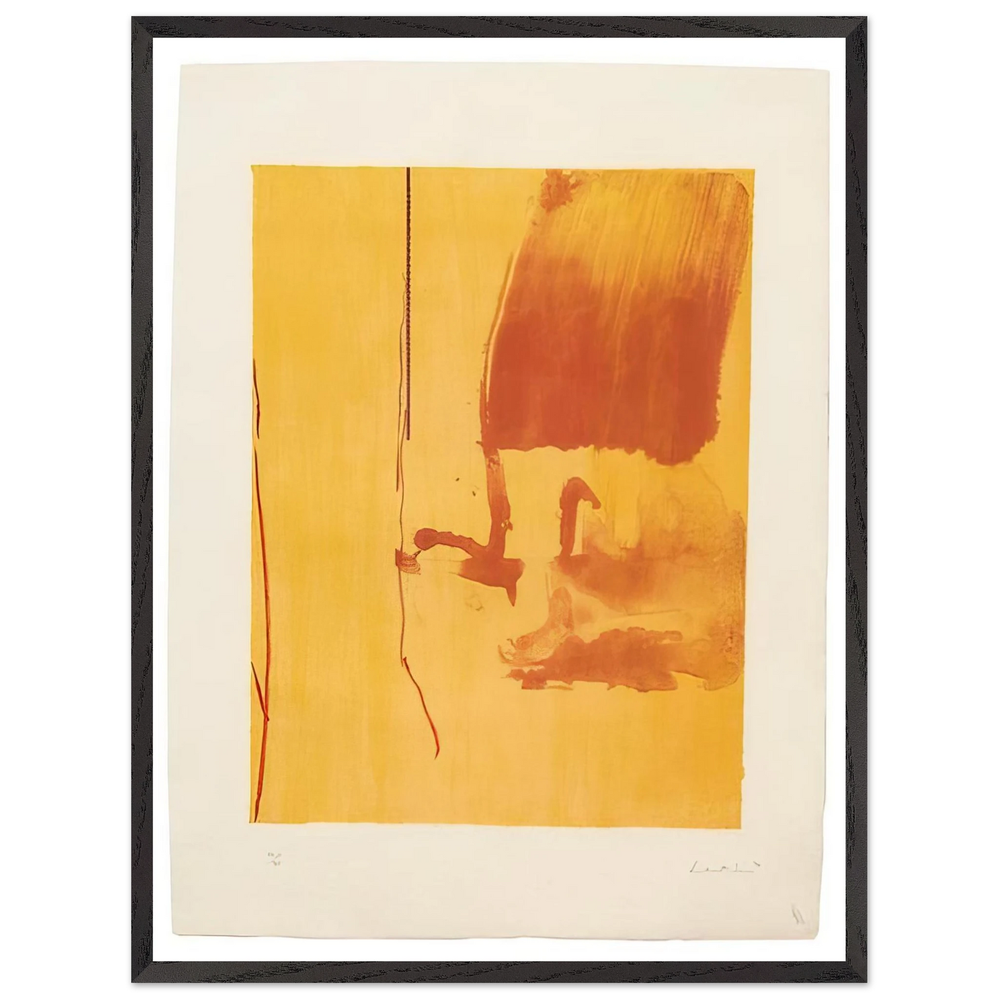 Helen Frankenthaler - Harvest - 1976 Wall art - 28x43  cm / XL (11x17 inches) - Premium Wooden Framed Poster With Fine Art Paper-canvas - Black frame