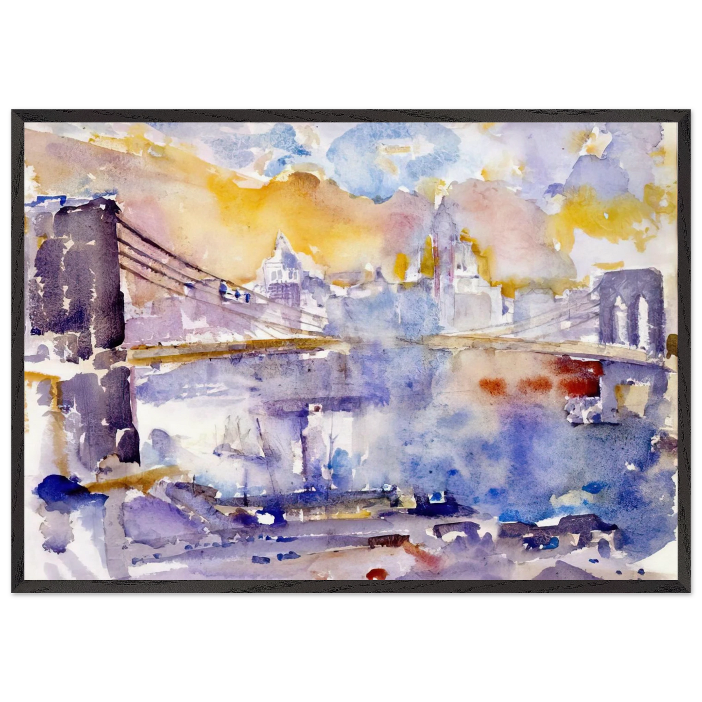 Brooklyn Bridge - 1912 - John Marin 70x100 cm / 28x40 inches Framed Art Print – Black Wooden Frame