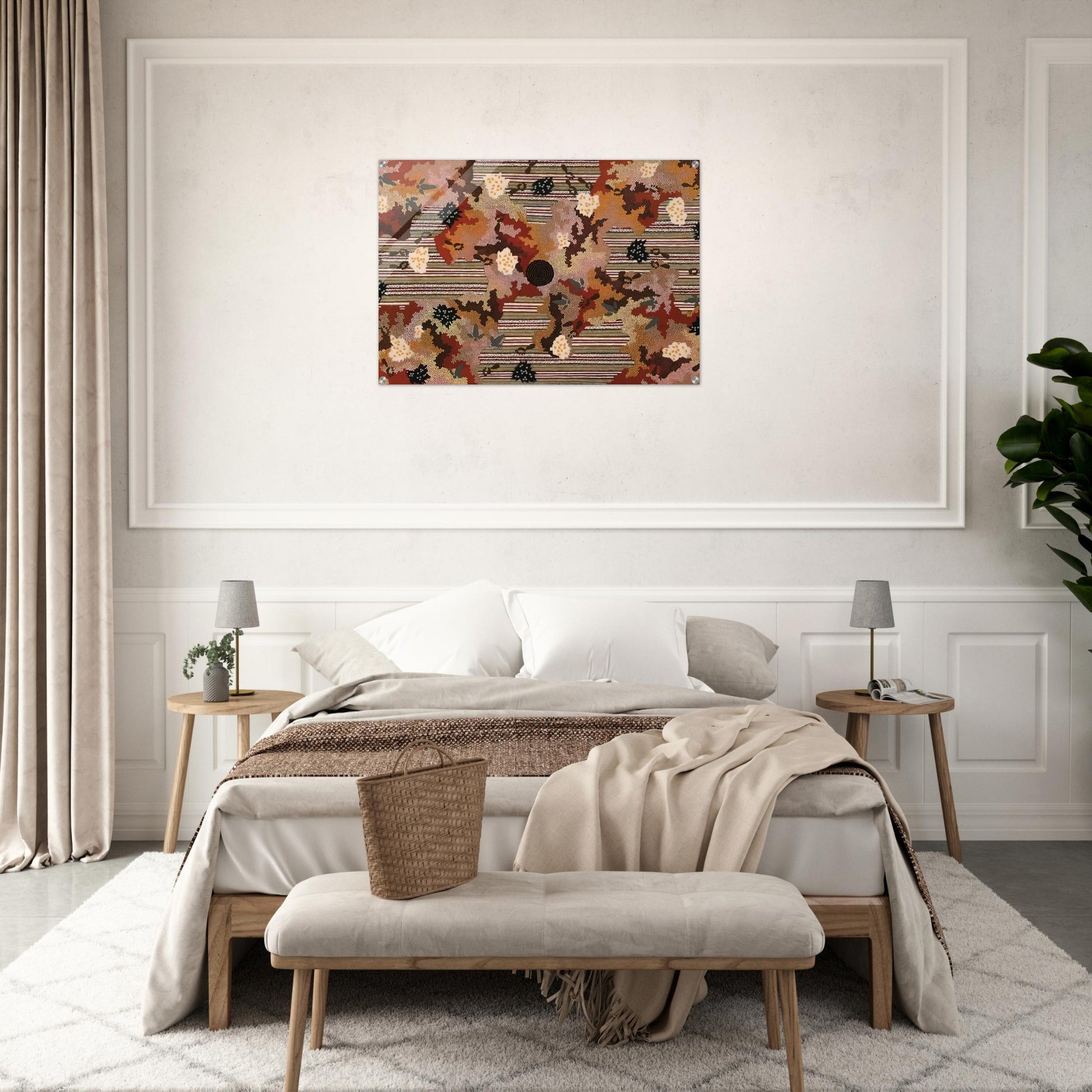 Wildflowers at Yabbierangu - 1991 - Clifford Possum Tjapaltjarri Acrylic Print - 70x100 cm / 28x40″ inches